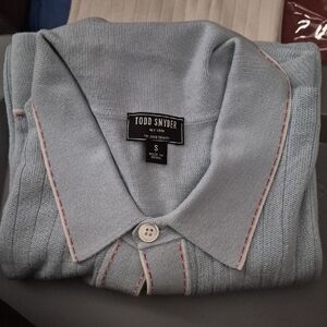 Todd Snyder Men's Shirt in Light Blue with Red Stitching